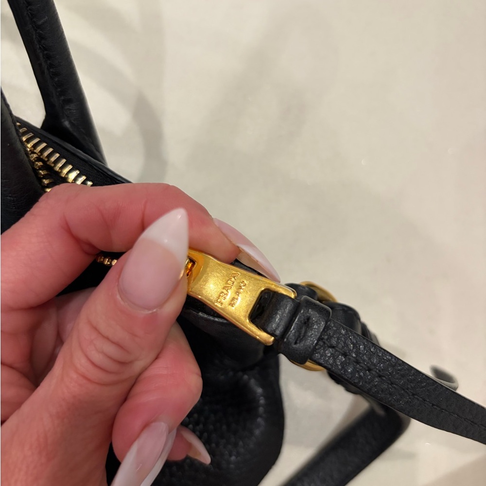 Prada Black and Gold Leather Satchel - Picture 4 of 12